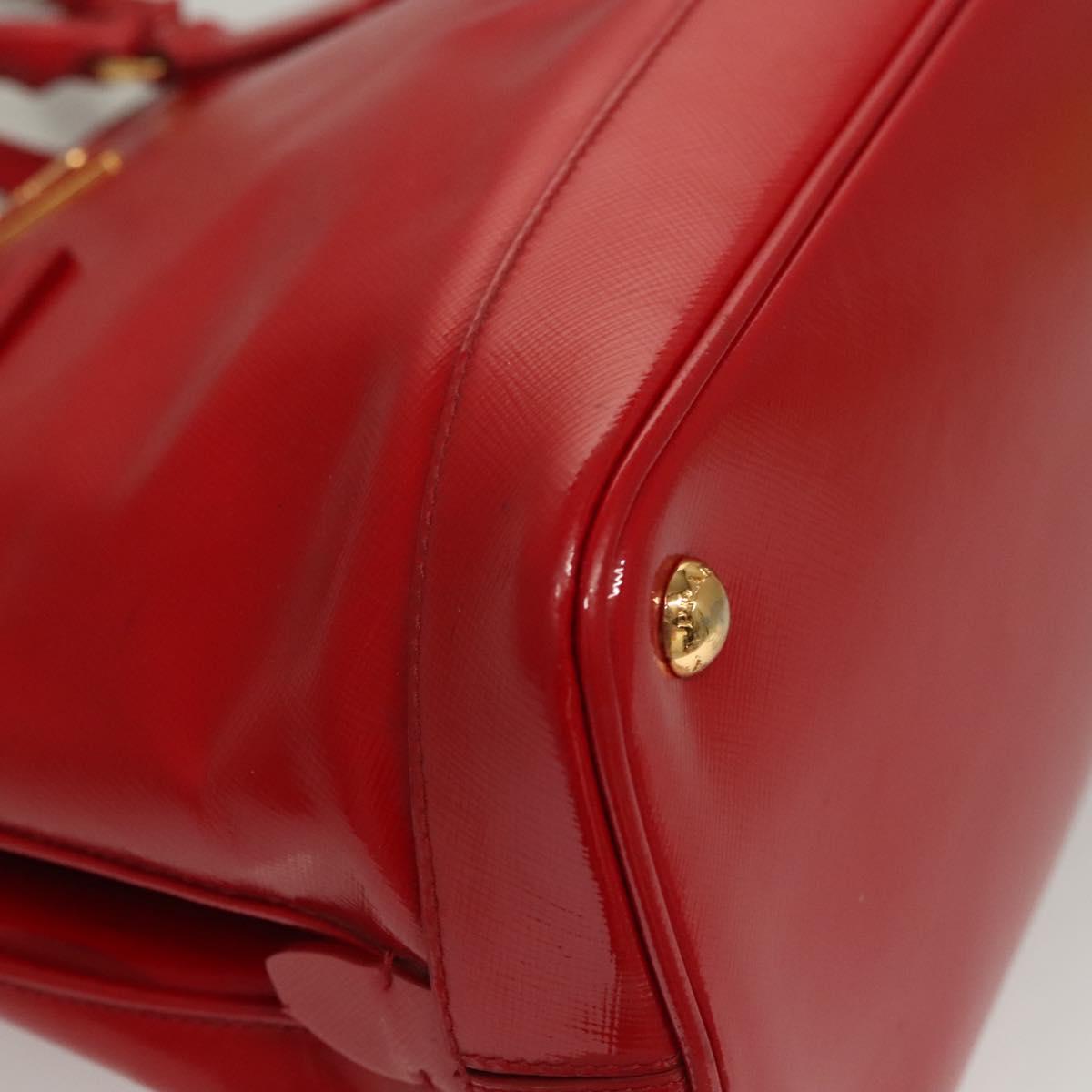 PRADA Hand Bag Safiano leather 2way Red Gold Auth 136147