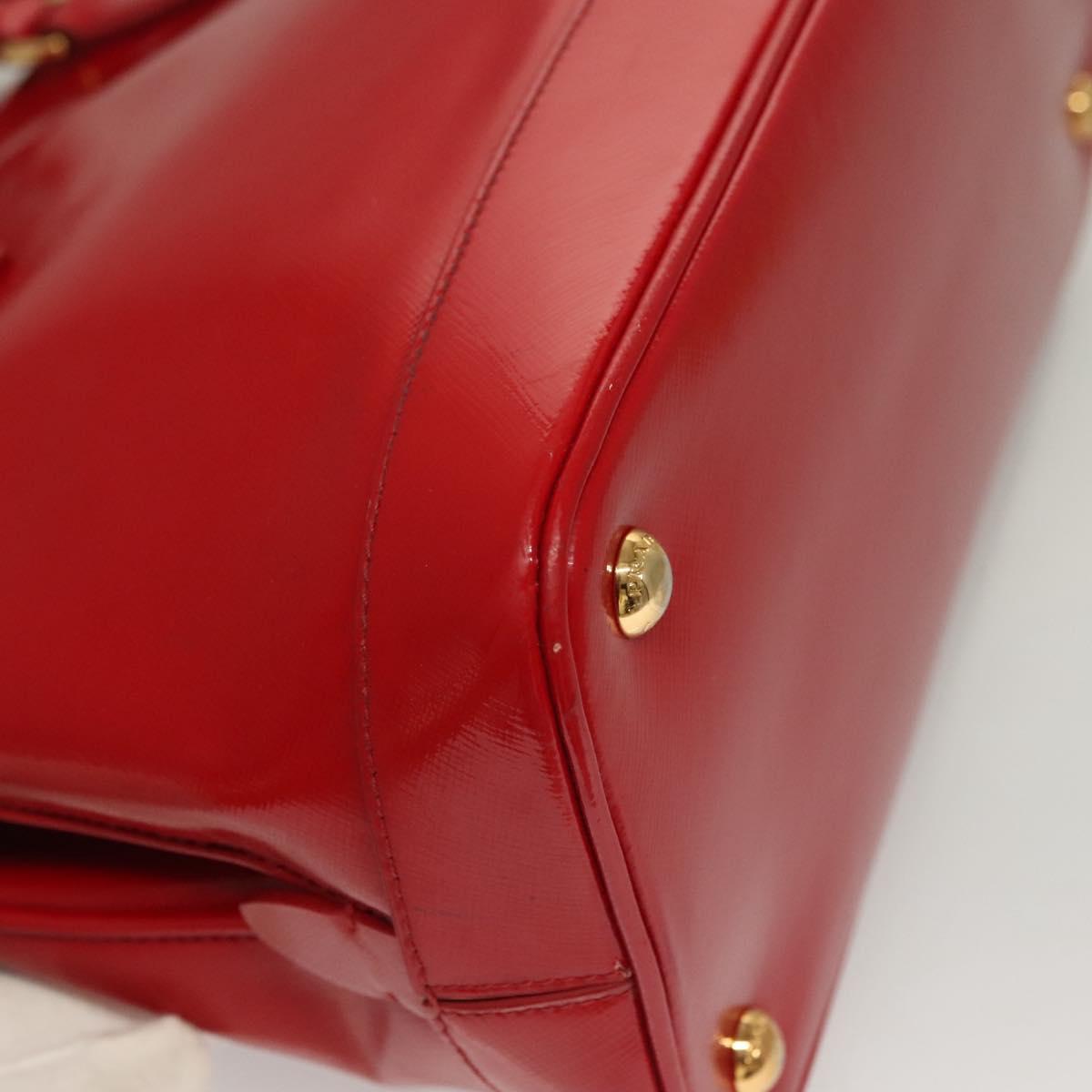 PRADA Hand Bag Safiano leather 2way Red Gold Auth 136147