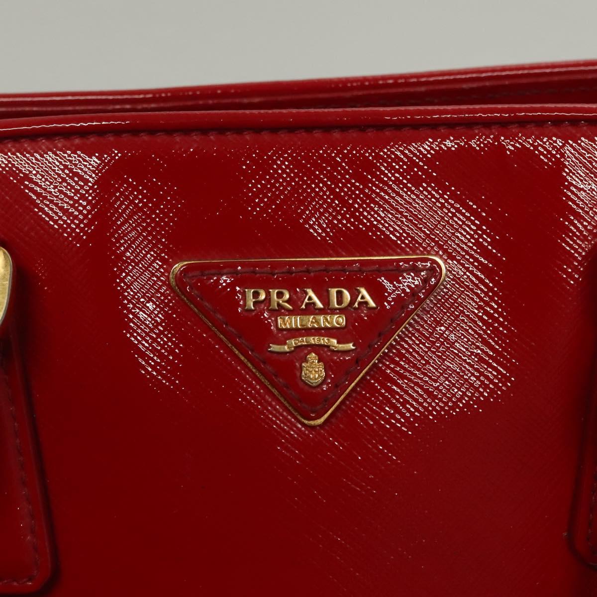 PRADA Hand Bag Safiano leather 2way Red Gold Auth 136147