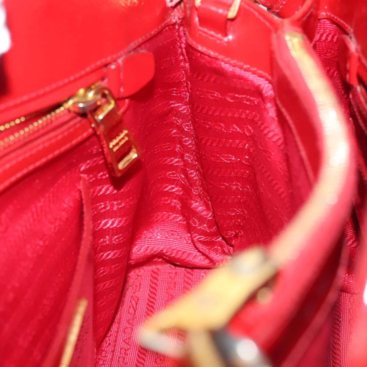 PRADA Hand Bag Safiano leather 2way Red Gold Auth 136147