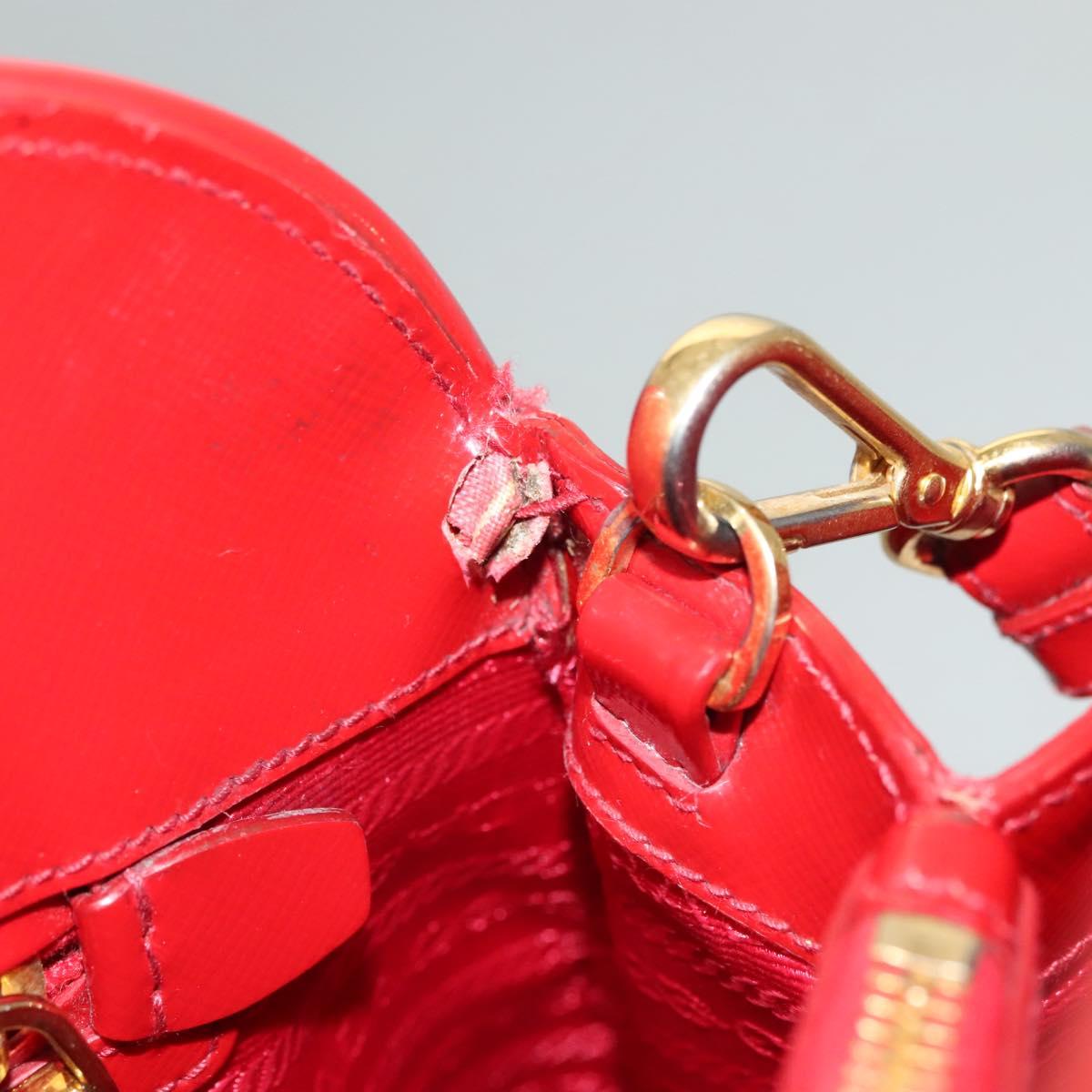 PRADA Hand Bag Safiano leather 2way Red Gold Auth 136147