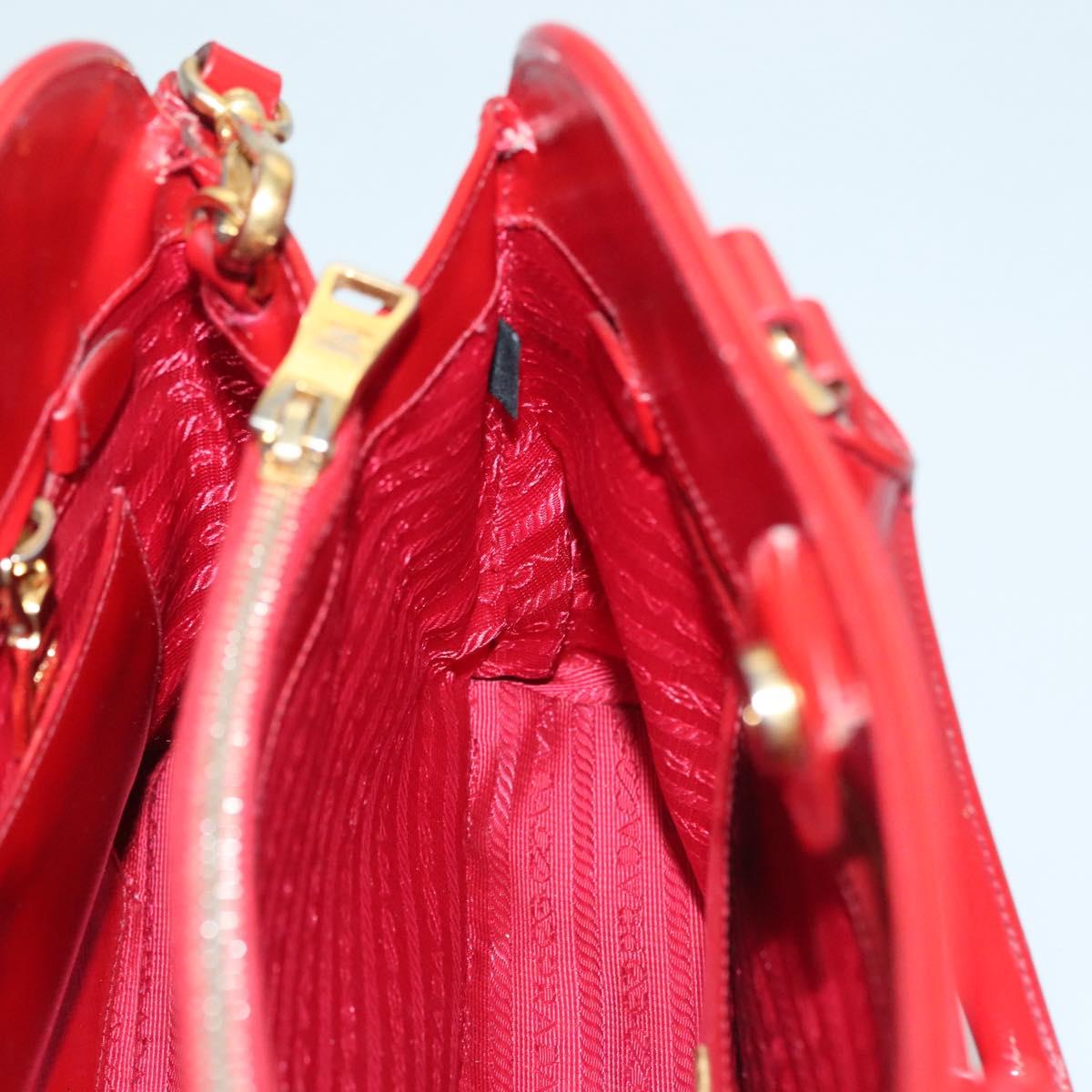 PRADA Hand Bag Safiano leather 2way Red Gold Auth 136147