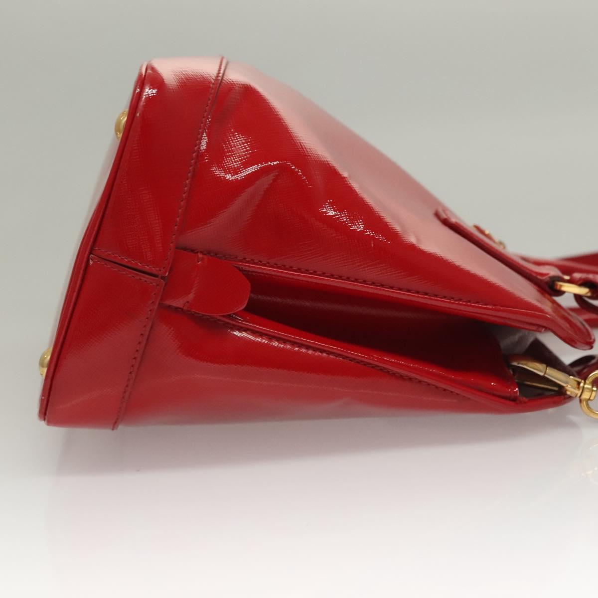 PRADA Hand Bag Safiano leather 2way Red Gold Auth 136147