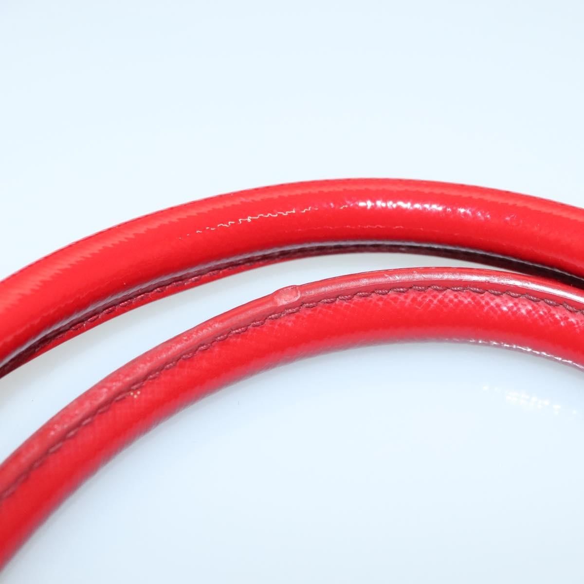 PRADA Hand Bag Safiano leather 2way Red Gold Auth 136147