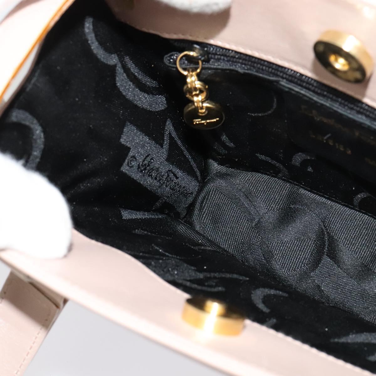 Salvatore Ferragamo Vala Hand Bag Leather 2way Pink Gold Auth 136148