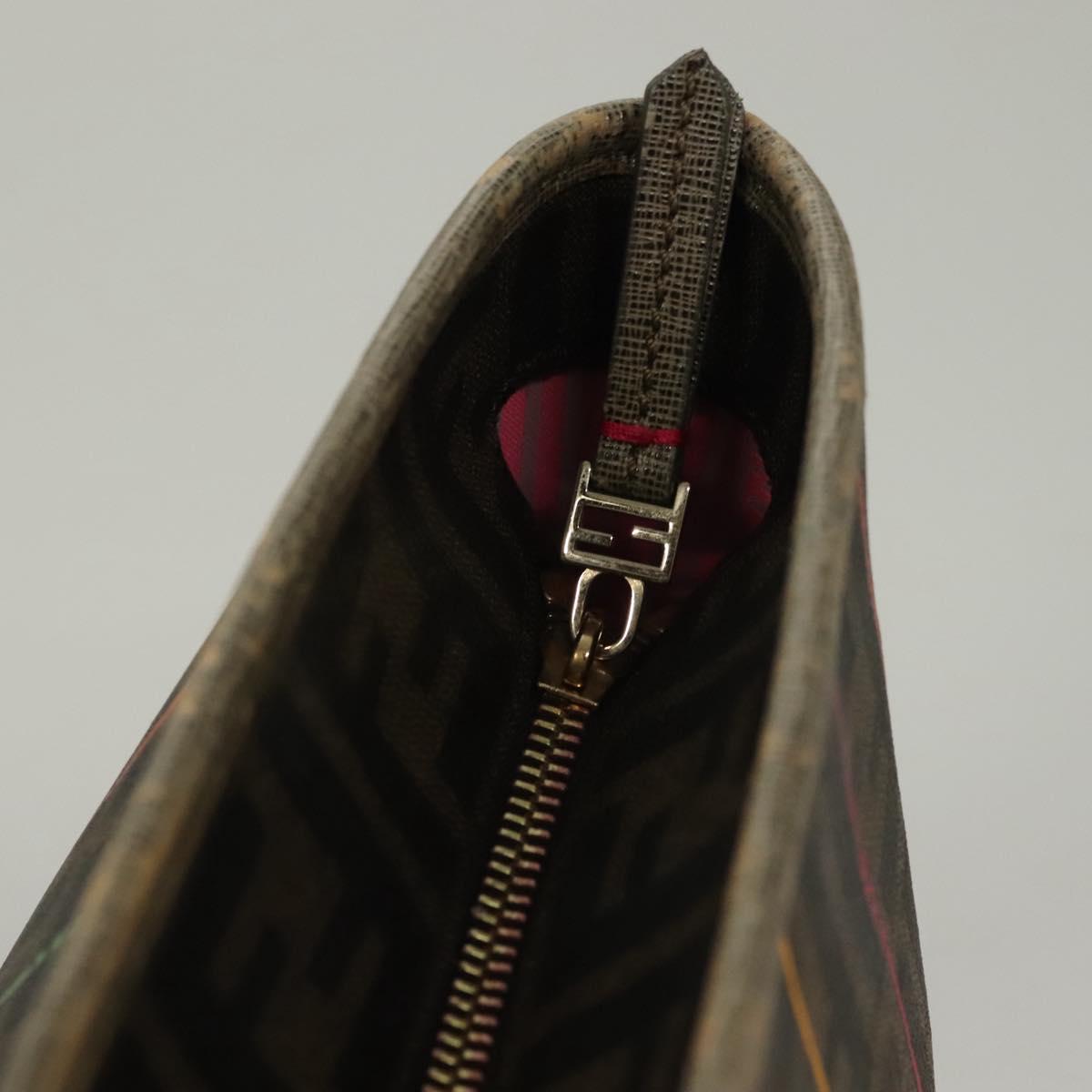 FENDI Zucca Canvas Tote Bag Brown Black Auth 136151