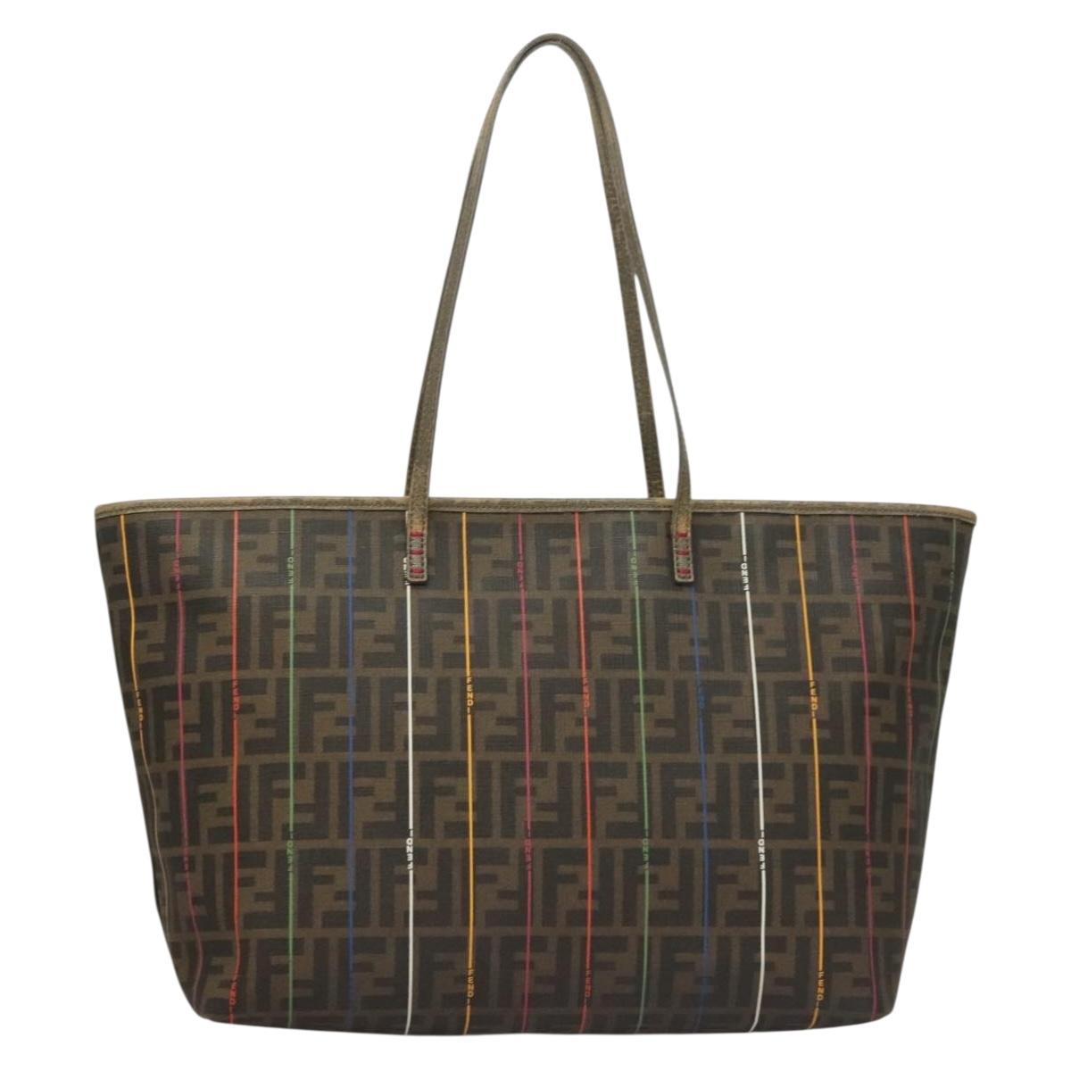 FENDI Zucca Canvas Tote Bag Brown Black Auth 136151