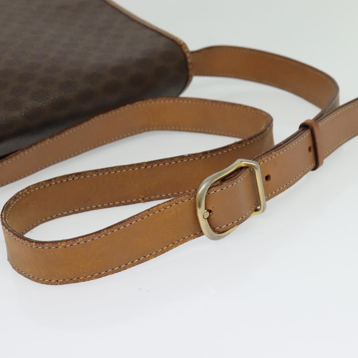 CELINE Macadam Canvas Shoulder Bag PVC Leather Brown Gold Auth 136153