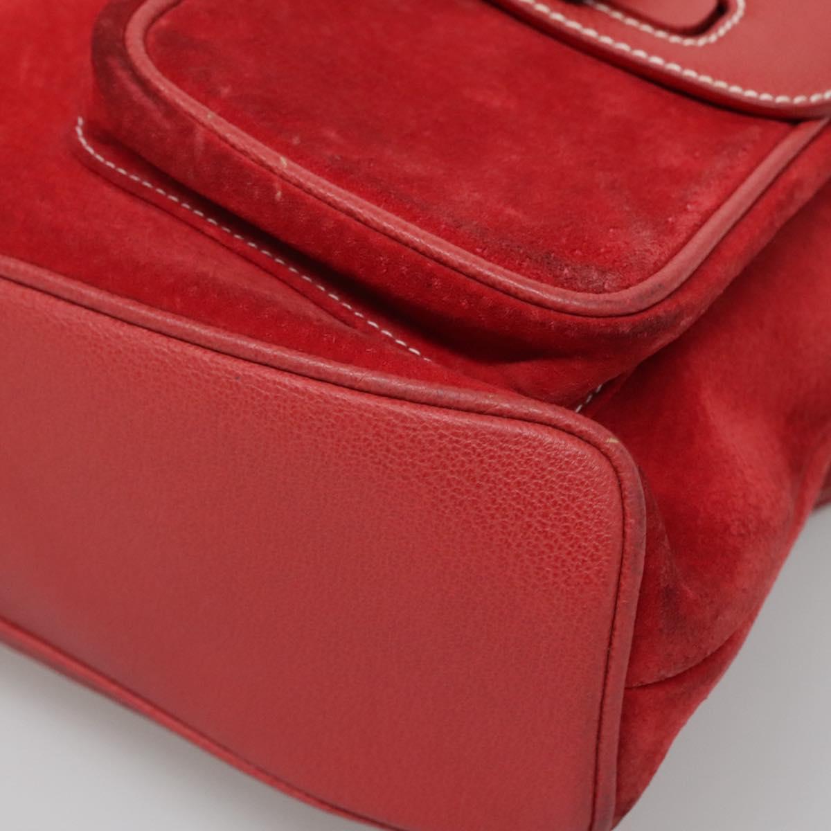 GUCCI Bamboo Backpack Suede Red Gold 003 2058 0016 Auth 136160