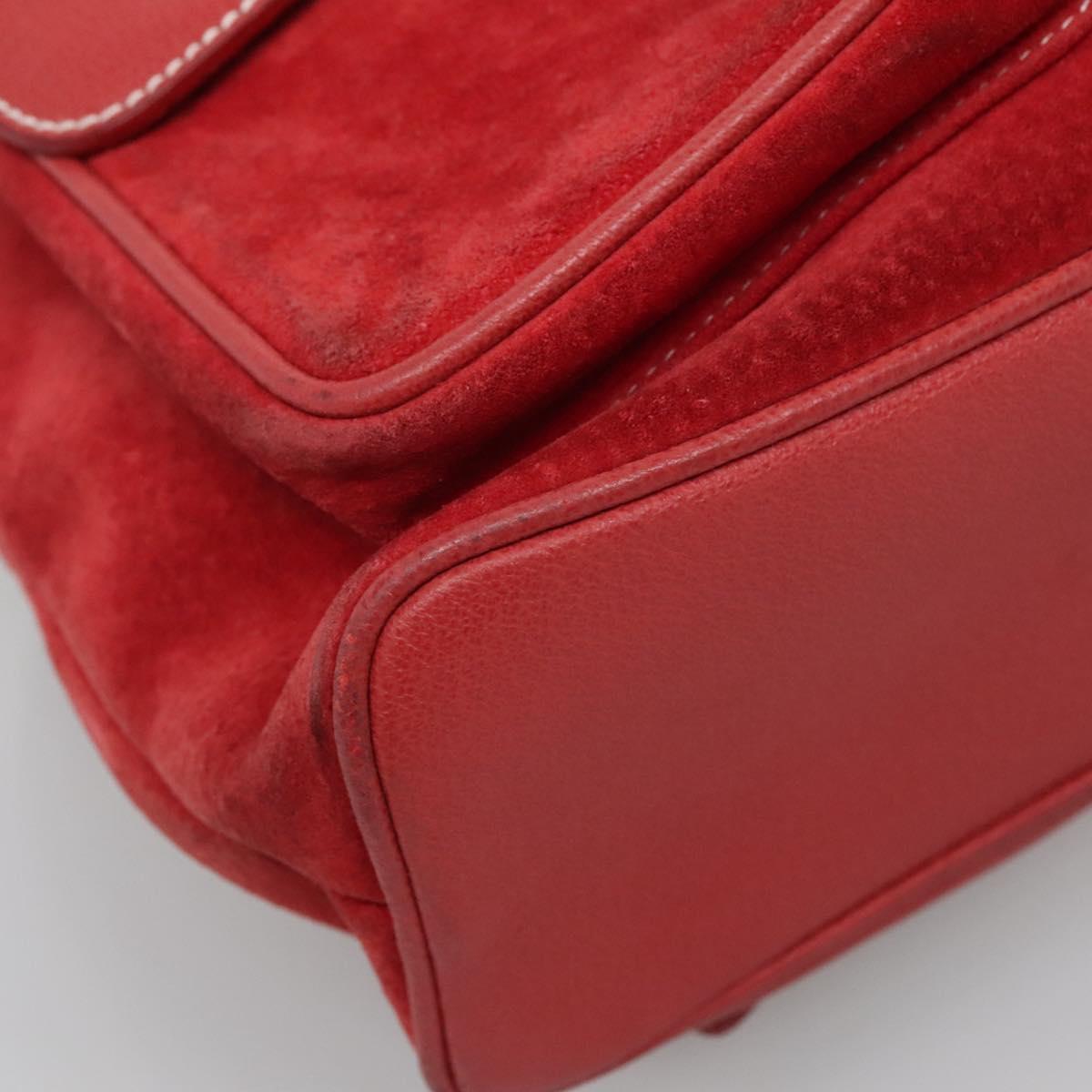 GUCCI Bamboo Backpack Suede Red Gold 003 2058 0016 Auth 136160