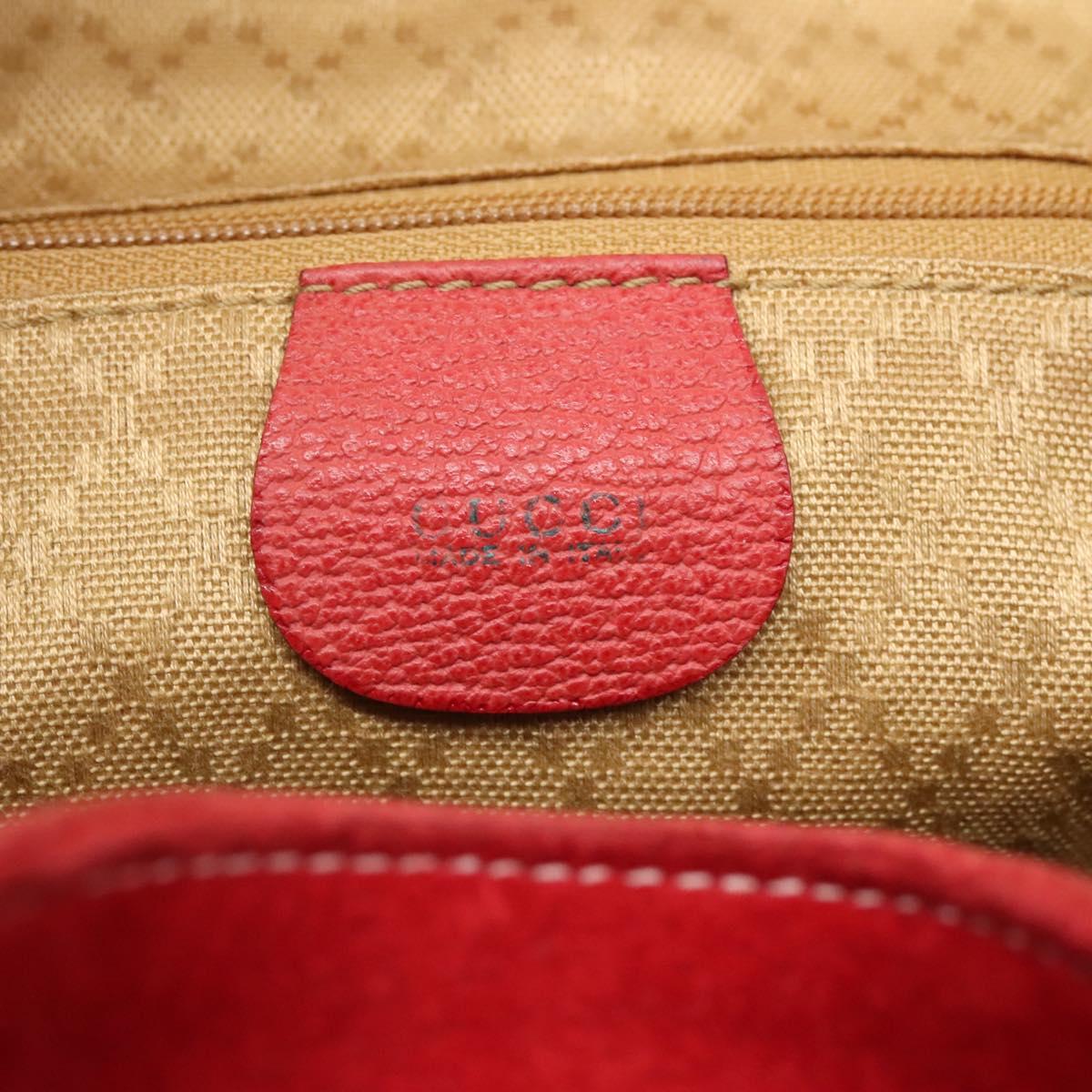 GUCCI Bamboo Backpack Suede Red Gold 003 2058 0016 Auth 136160