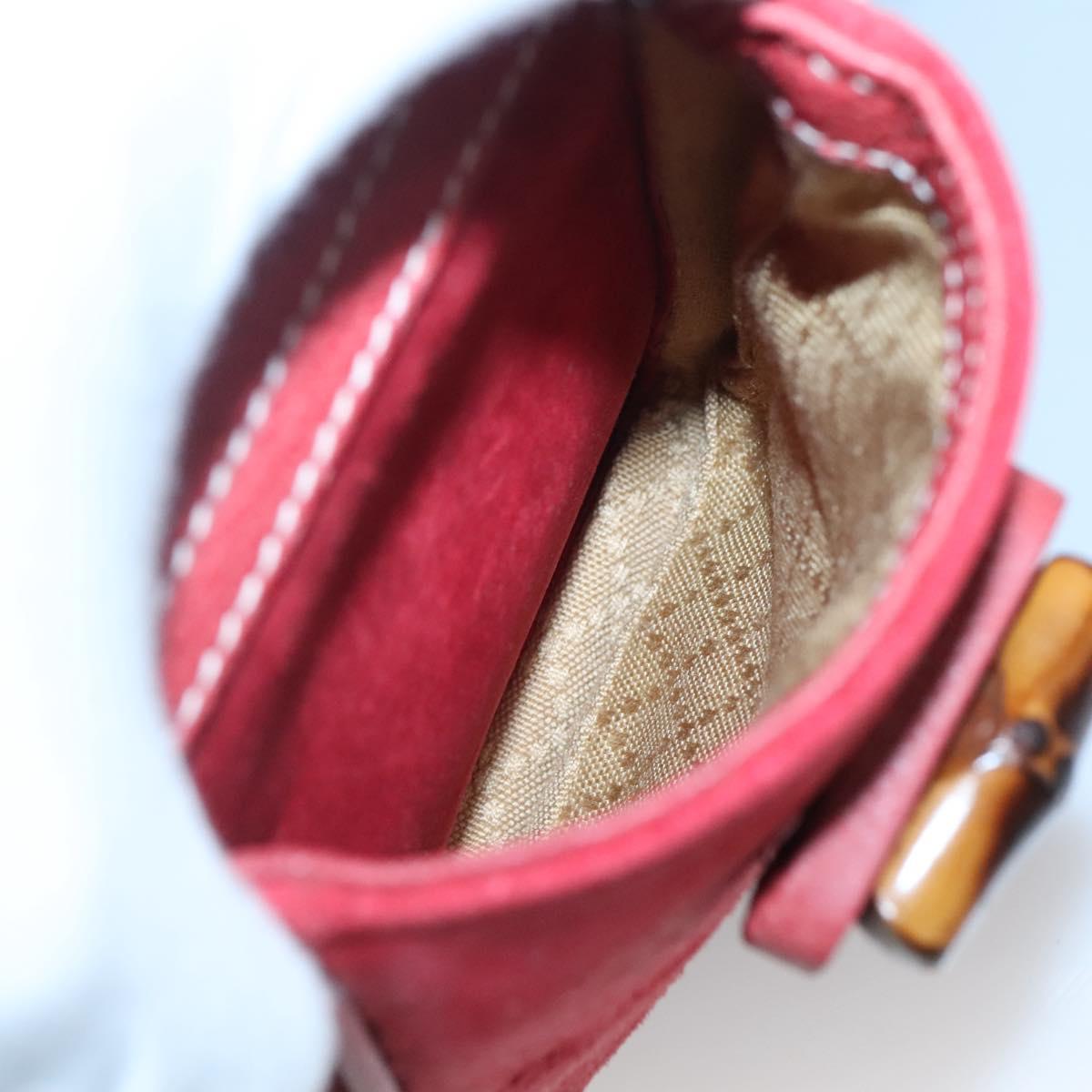 GUCCI Bamboo Backpack Suede Red Gold 003 2058 0016 Auth 136160
