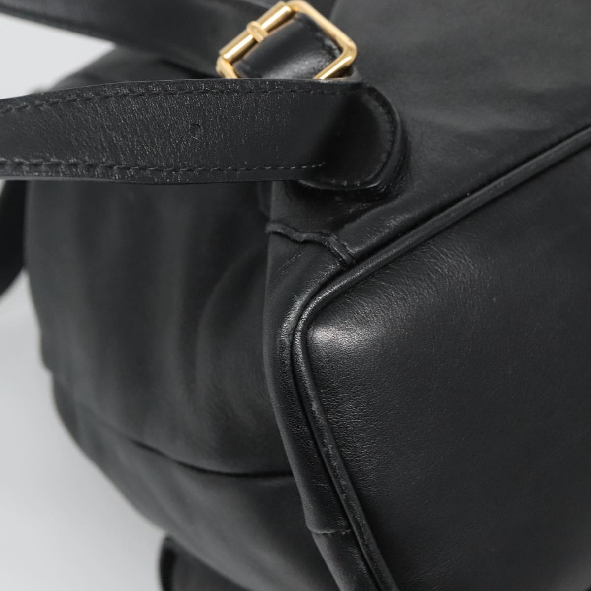 GUCCI Bamboo Backpack Leather Black Gold 003 2058 0016 Auth 136184