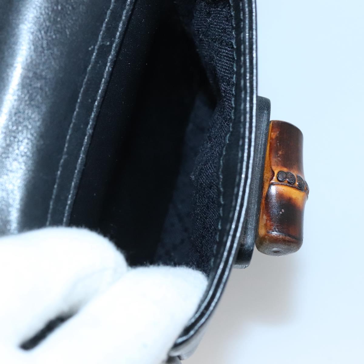 GUCCI Bamboo Backpack Leather Black Gold 003 2058 0016 Auth 136184