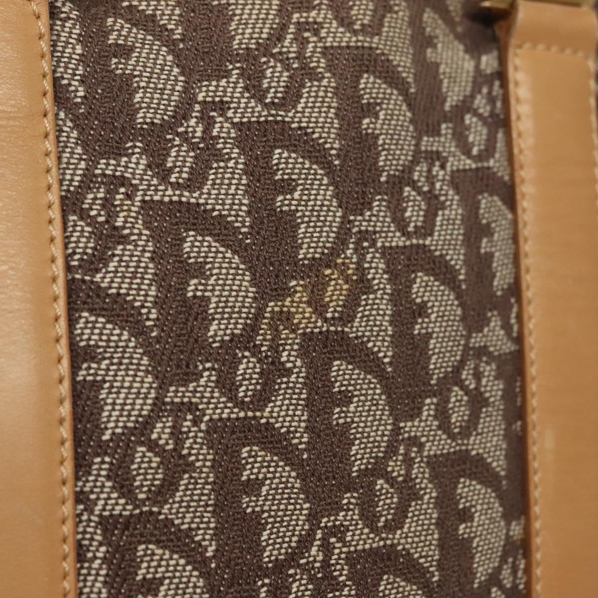 Christian Dior Trotter Canvas Hand Bag Brown Gold Auth 136188