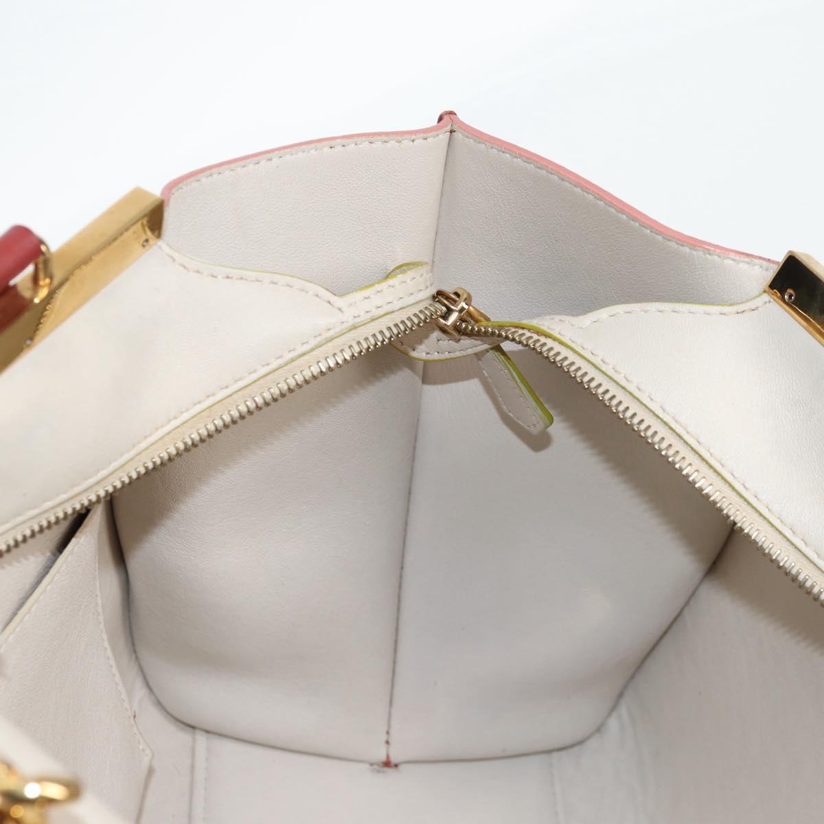 FENDI Trois Jules Hand Bag Leather 2way Brown Gold Auth 136196V