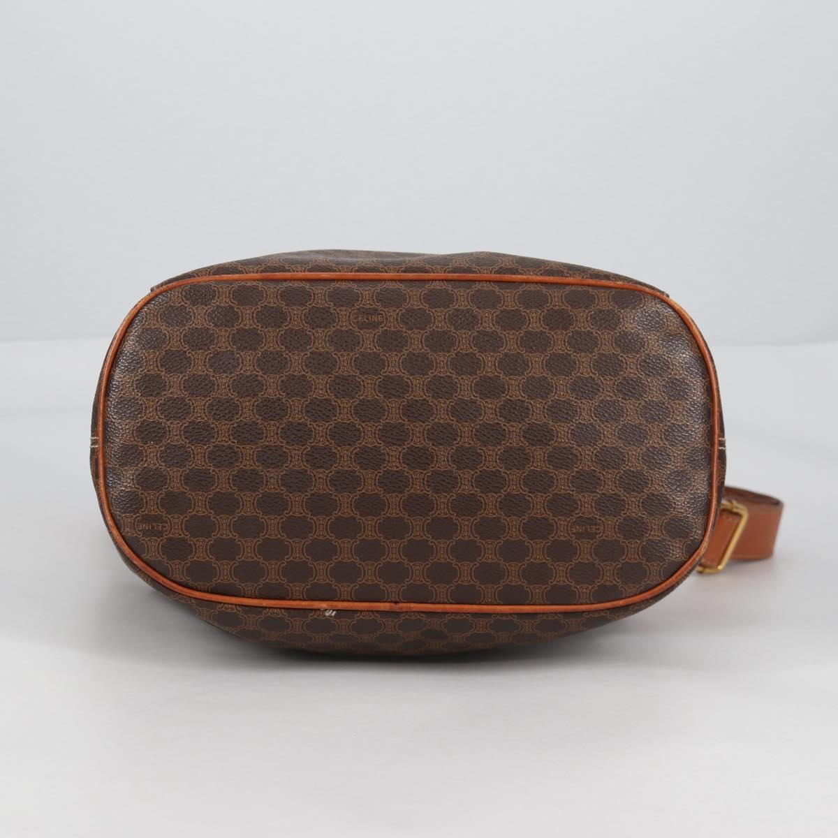 CELINE Macadam Canvas Shoulder Bag PVC Leather Brown Gold Auth 136201