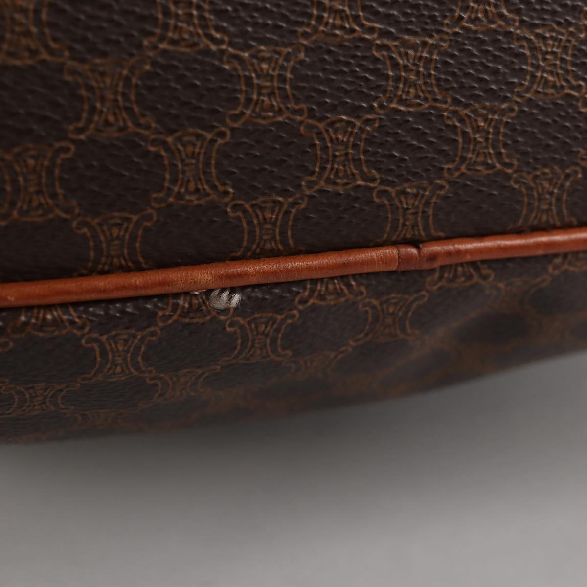 CELINE Macadam Canvas Shoulder Bag PVC Leather Brown Gold Auth 136201