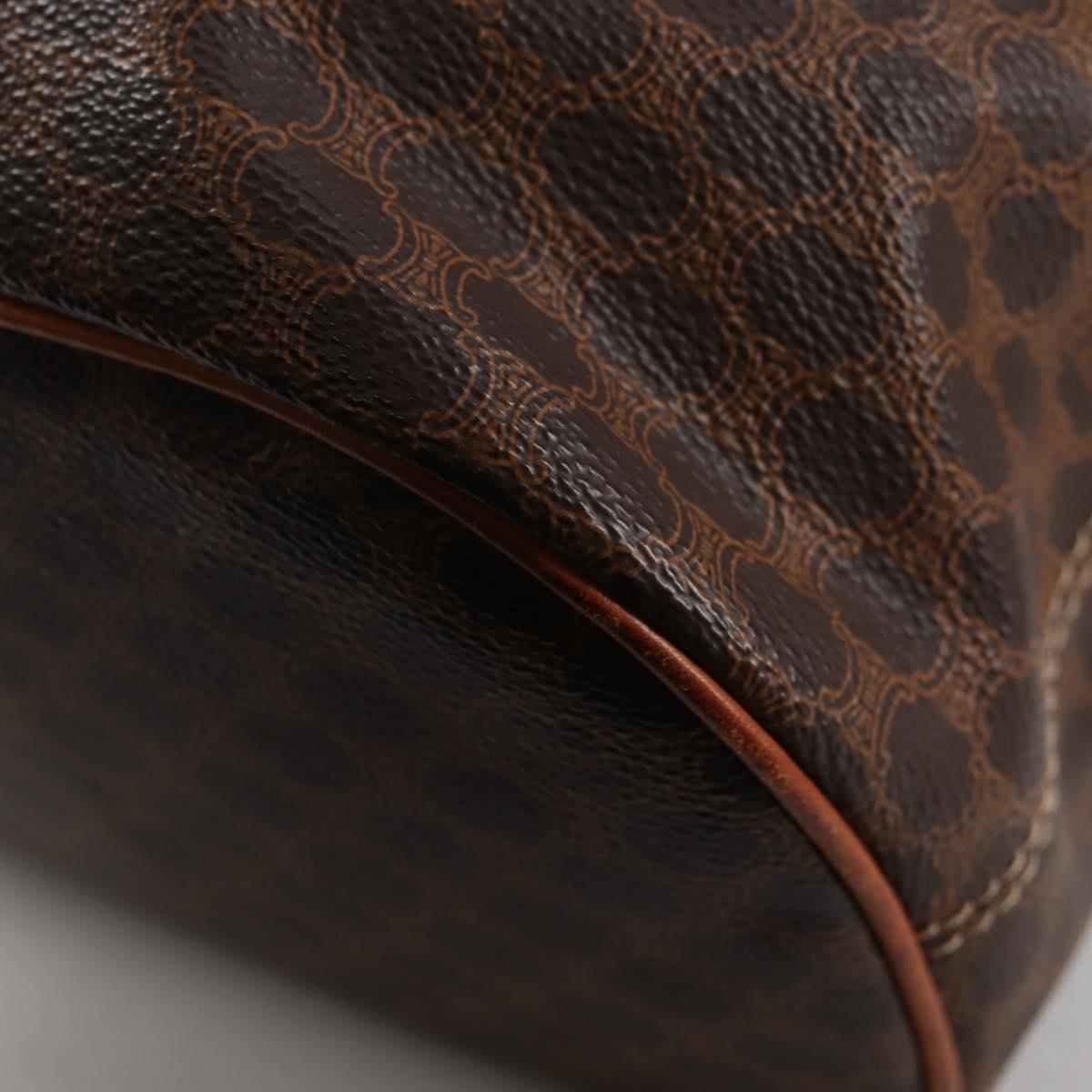 CELINE Macadam Canvas Shoulder Bag PVC Leather Brown Gold Auth 136201