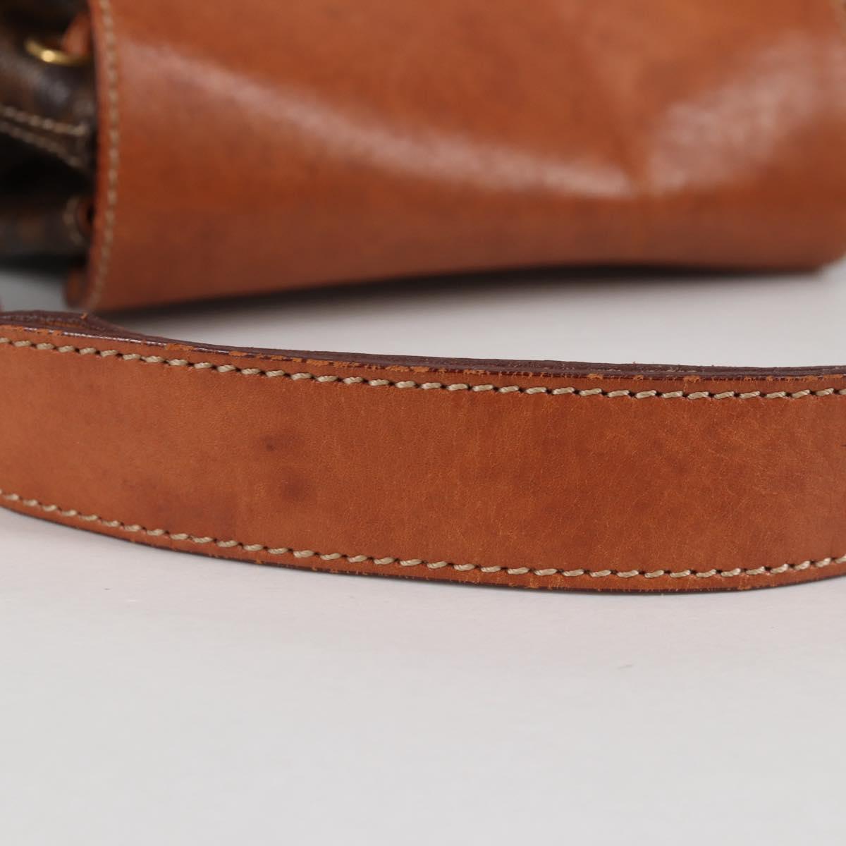 CELINE Macadam Canvas Shoulder Bag PVC Leather Brown Gold Auth 136201
