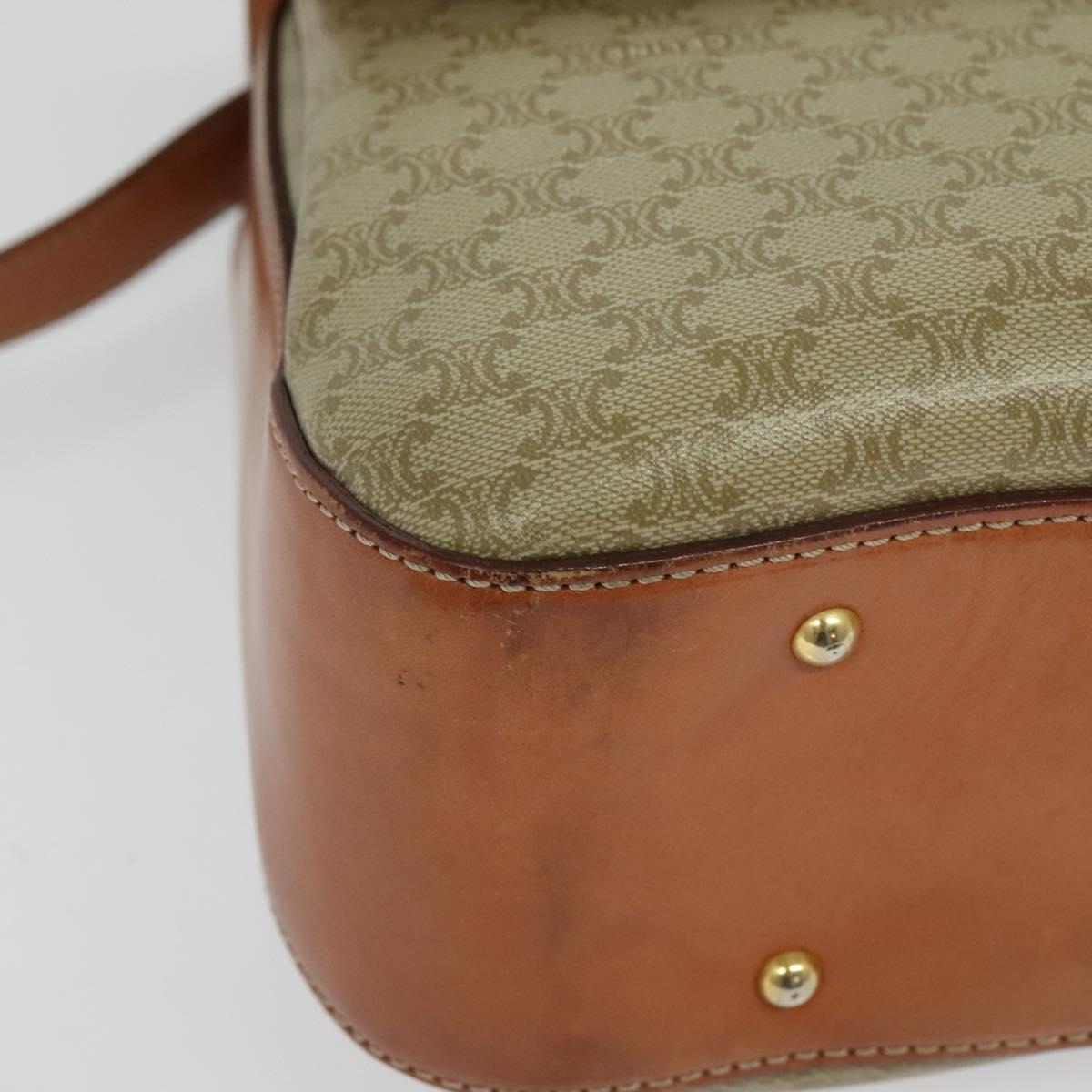 CELINE Macadam Canvas Hand Bag PVC 2way Beige Gold Auth 136202