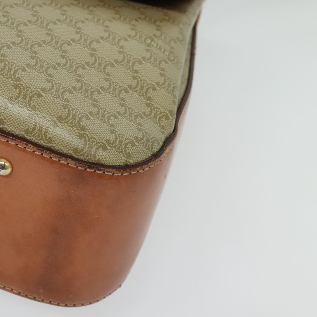 CELINE Macadam Canvas Hand Bag PVC 2way Beige Gold Auth 136202