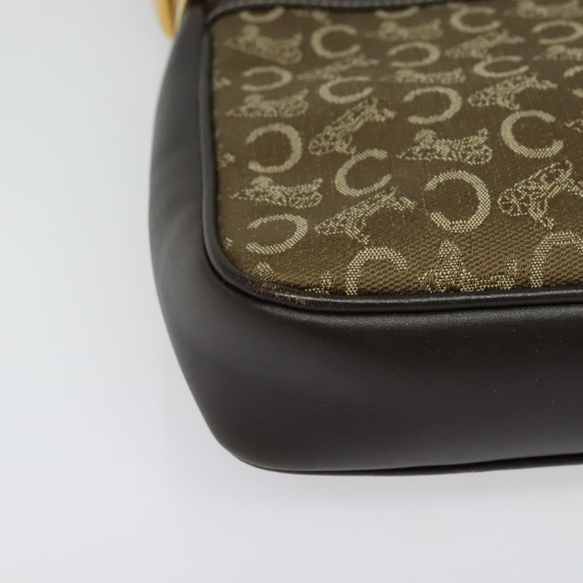 CELINE C Sulky Shoulder Bag Canvas Beige Gold Auth 136204