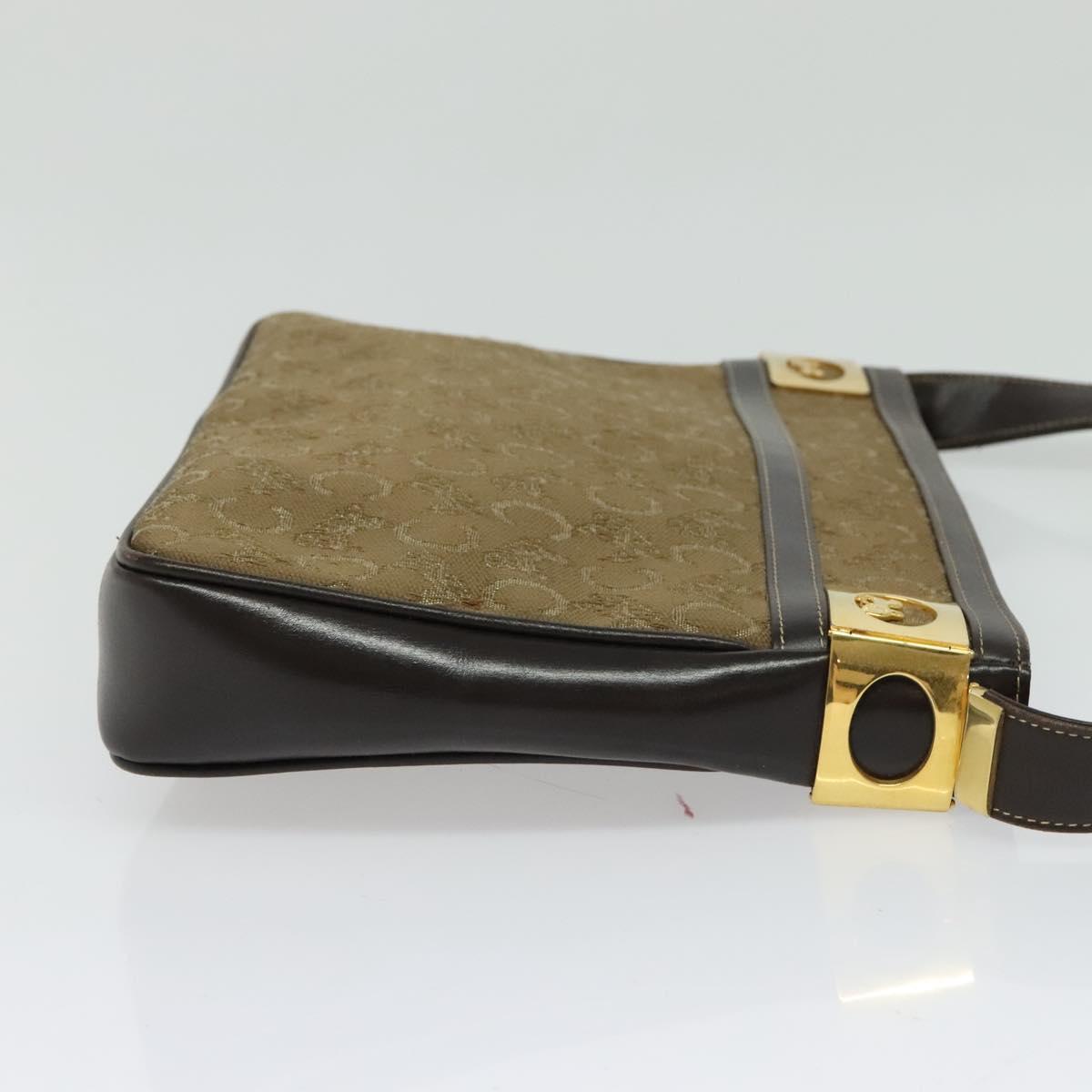 CELINE C Sulky Shoulder Bag Canvas Beige Gold Auth 136204