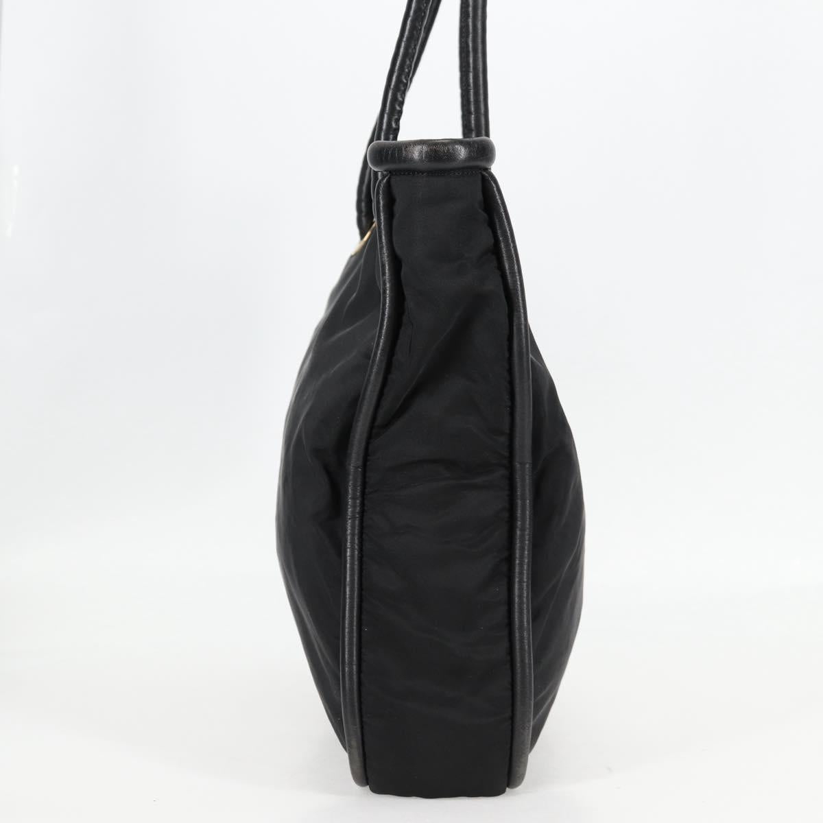 CELINE Tote Bag Nylon Black Gold Auth 136206