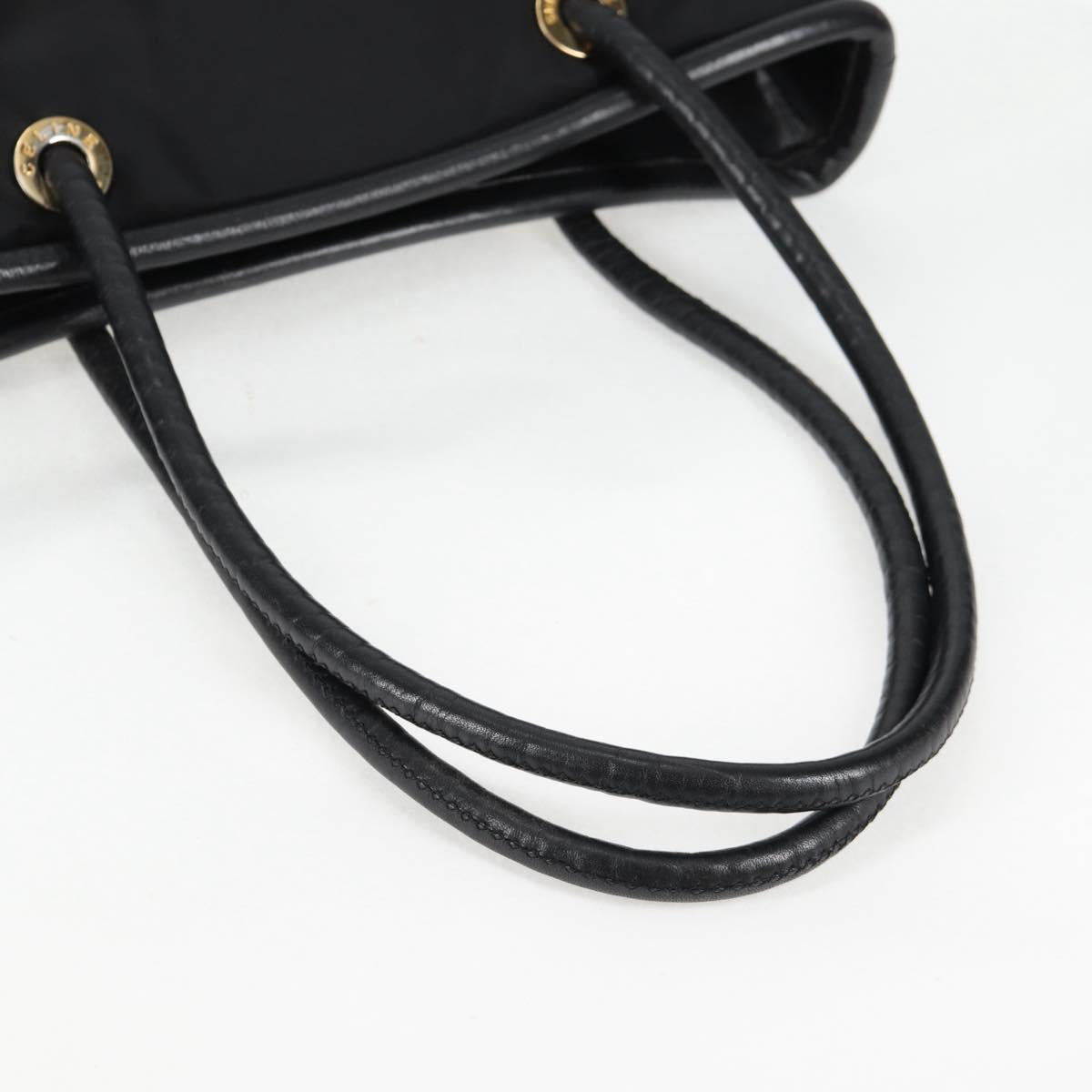 CELINE Tote Bag Nylon Black Gold Auth 136206