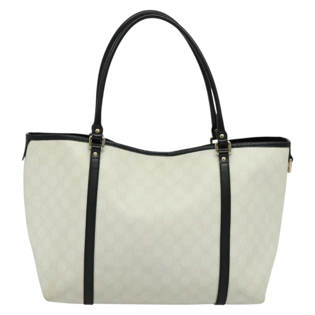 GUCCI GG Supreme Tote Bag PVC White Gold 197953 Auth 136210