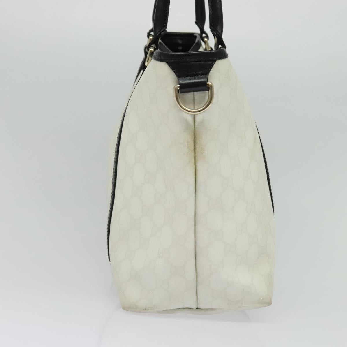 GUCCI GG Supreme Tote Bag PVC White Gold 197953 Auth 136210