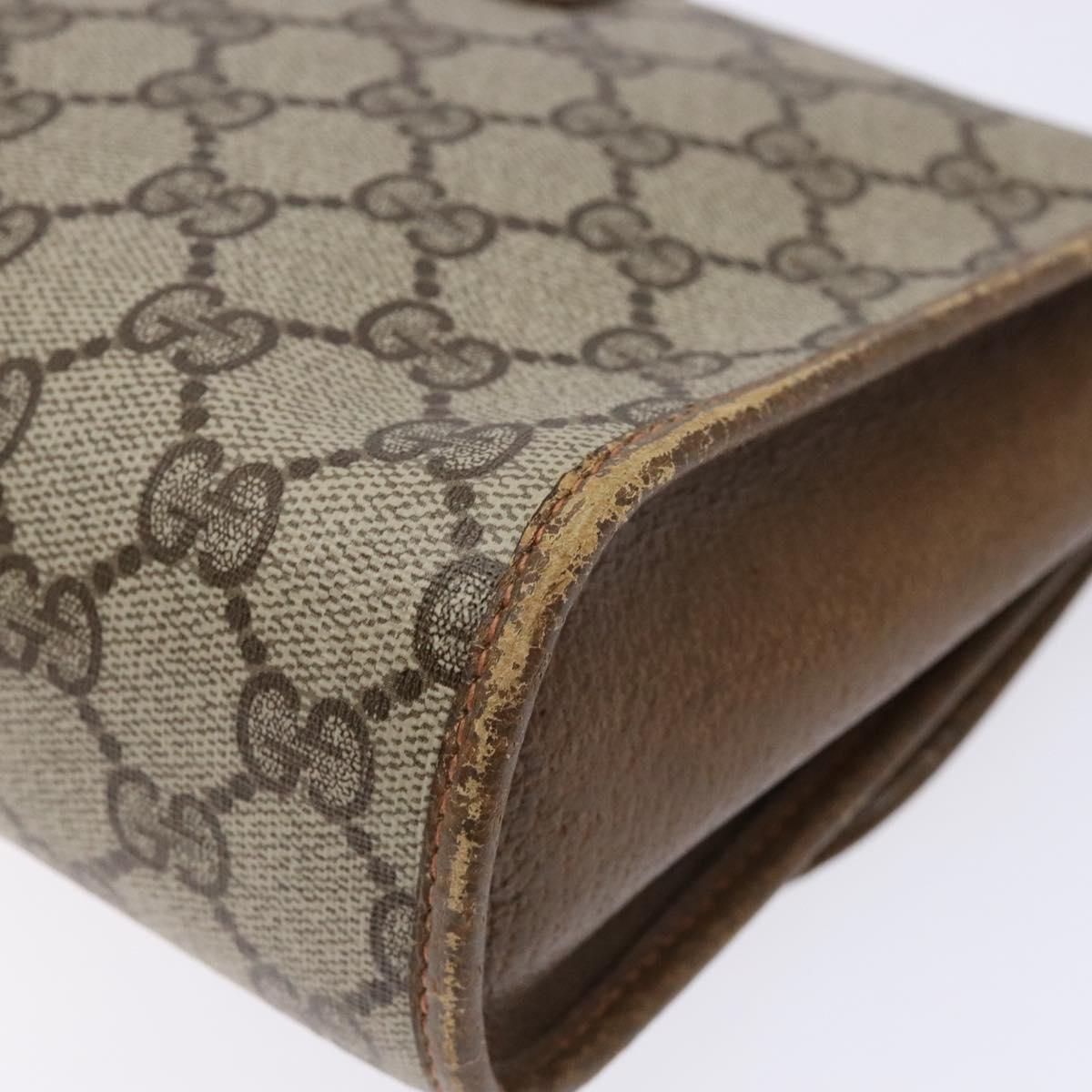 GUCCI GG Supreme Web Sherry Line Clutch Bag PVC Beige Gold 89 01 030 Auth 136211