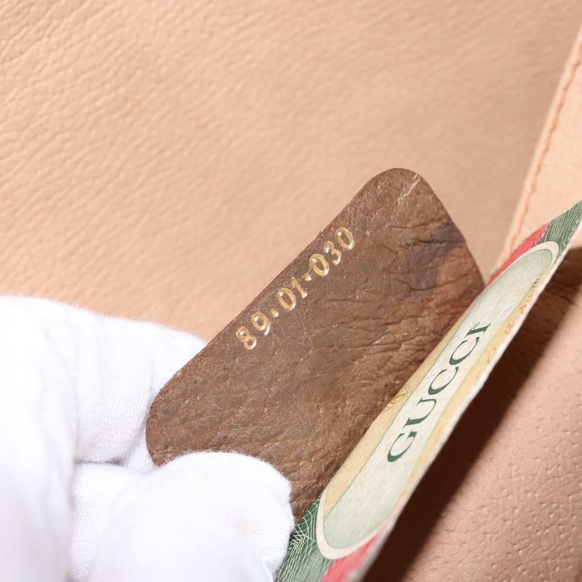 GUCCI GG Supreme Web Sherry Line Clutch Bag PVC Beige Gold 89 01 030 Auth 136211