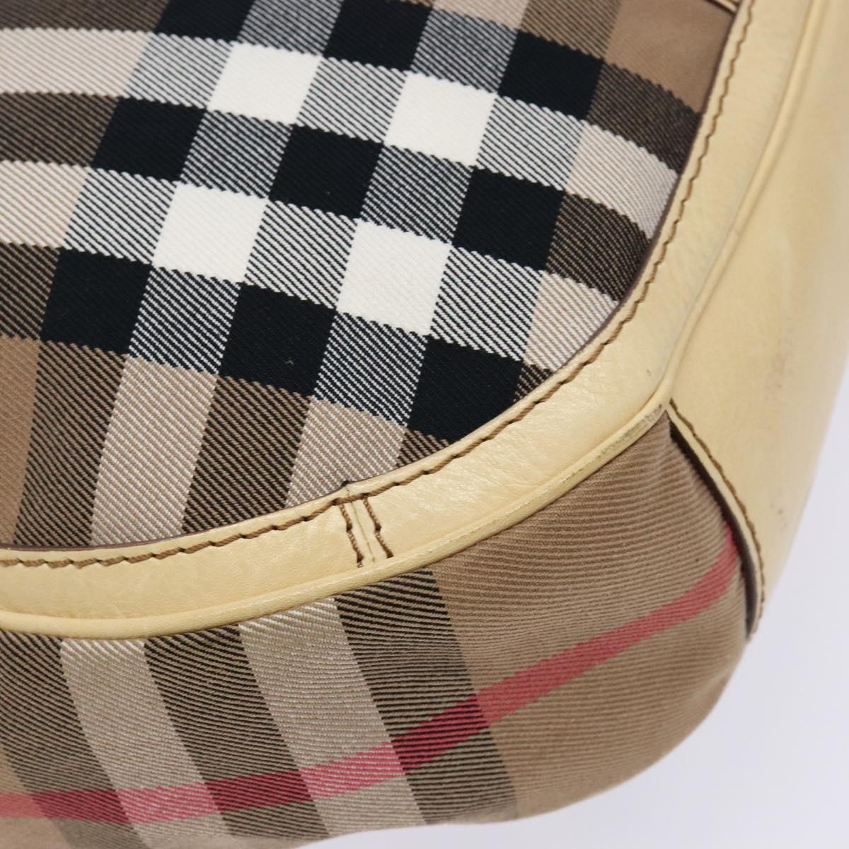 BURBERRY Nova Check Shoulder Bag Canvas Beige Auth 136215