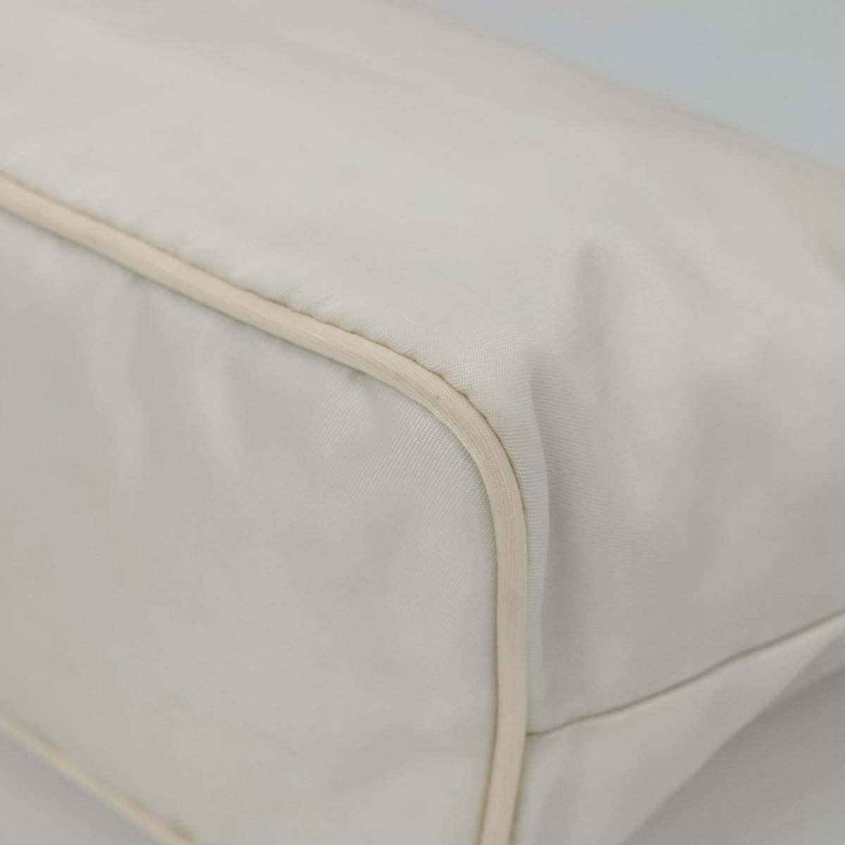 PRADA Shoulder Bag Nylon White Silver Auth 136266