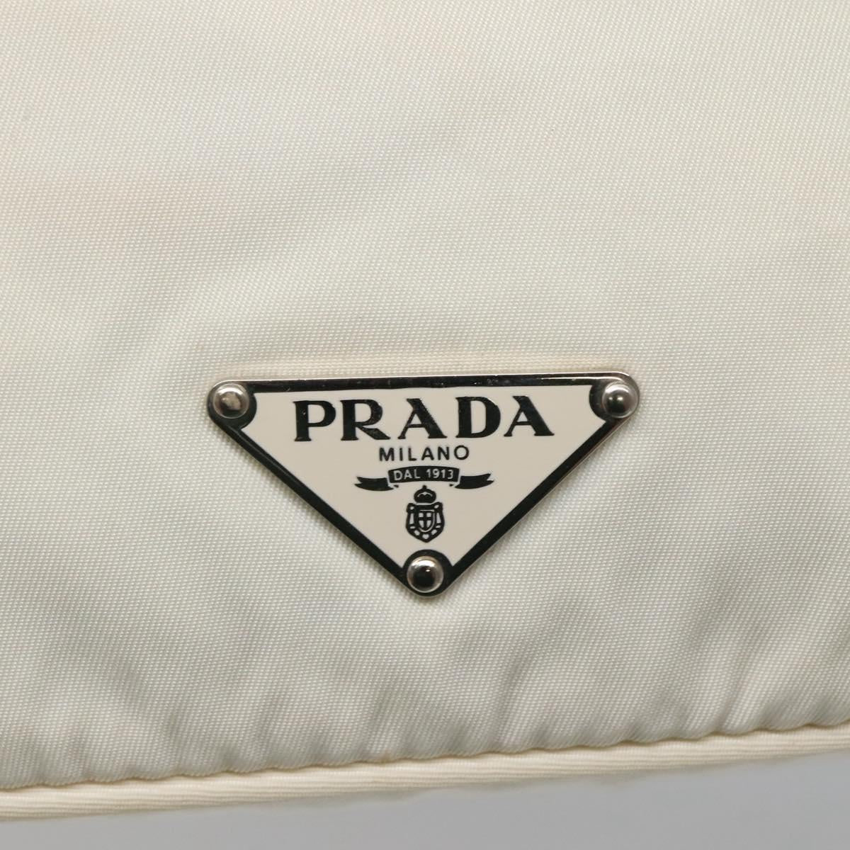 PRADA Shoulder Bag Nylon White Silver Auth 136266
