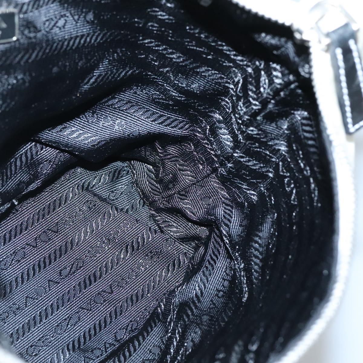 PRADA Shoulder Bag Nylon White Silver Auth 136266