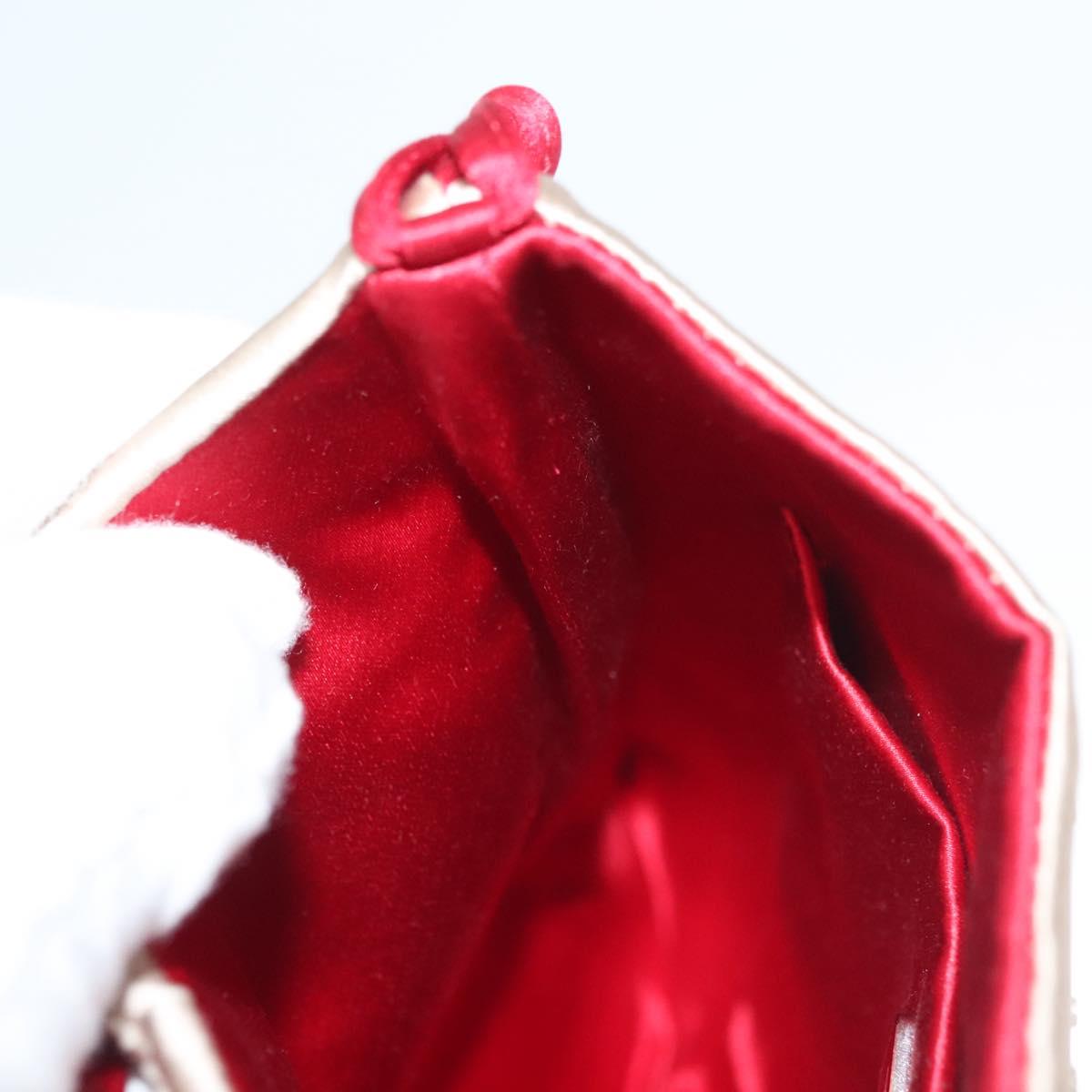 PRADA Hand Bag Satin Beige Auth 136267