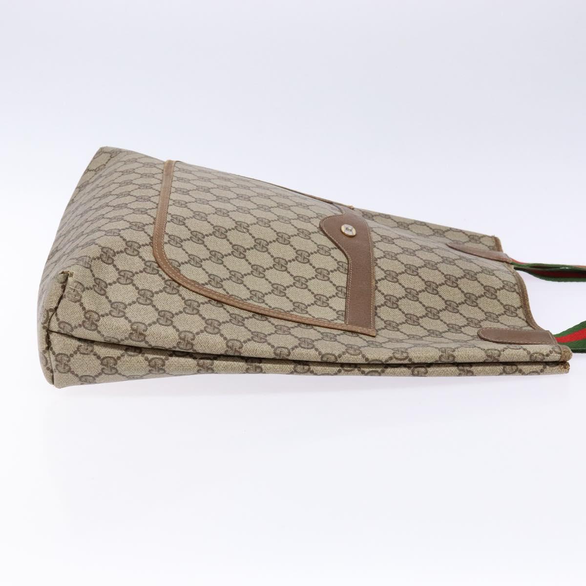 GUCCI GG Supreme Web Sherry Line Tote Bag PVC Beige Red 39 02 003 Auth 136269