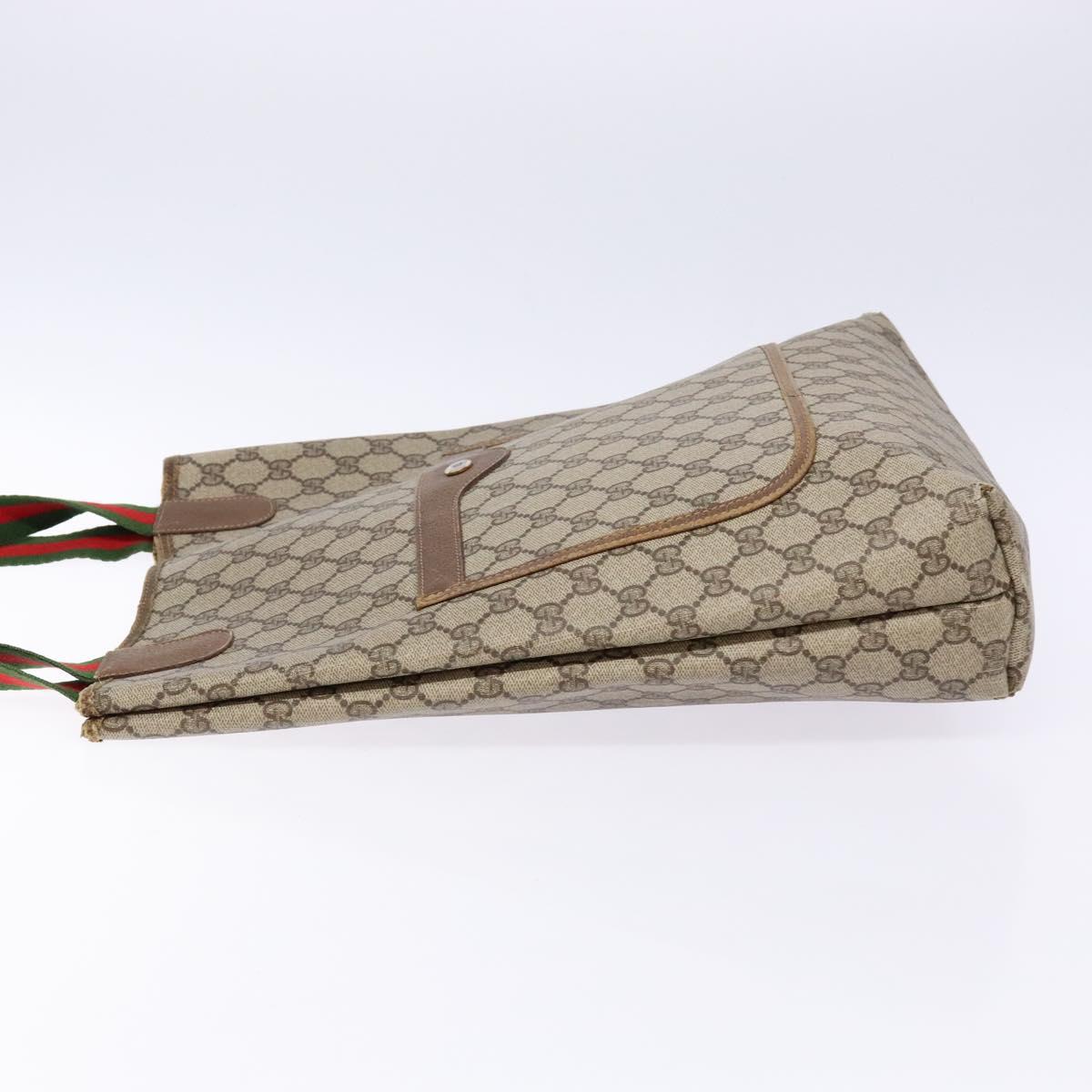 GUCCI GG Supreme Web Sherry Line Tote Bag PVC Beige Red 39 02 003 Auth 136269