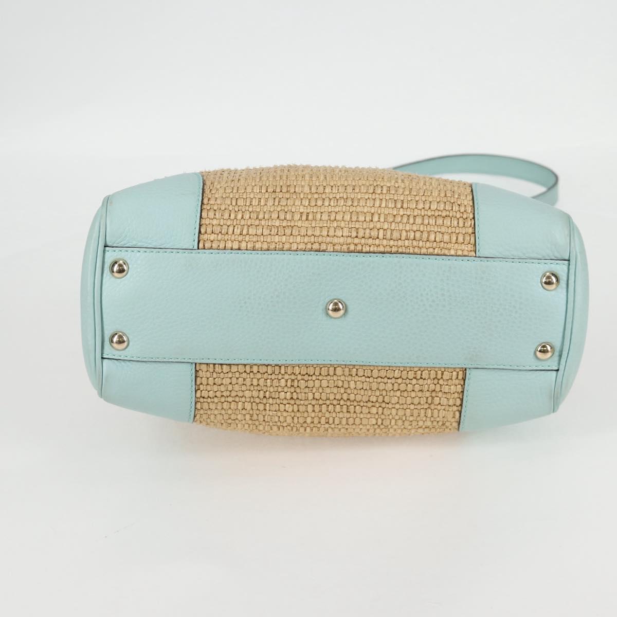 GUCCI Bamboo Hand Bag Raffia 2way Beige Gold 336032 Auth 136270