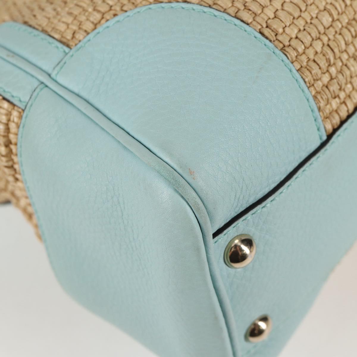GUCCI Bamboo Hand Bag Raffia 2way Beige Gold 336032 Auth 136270
