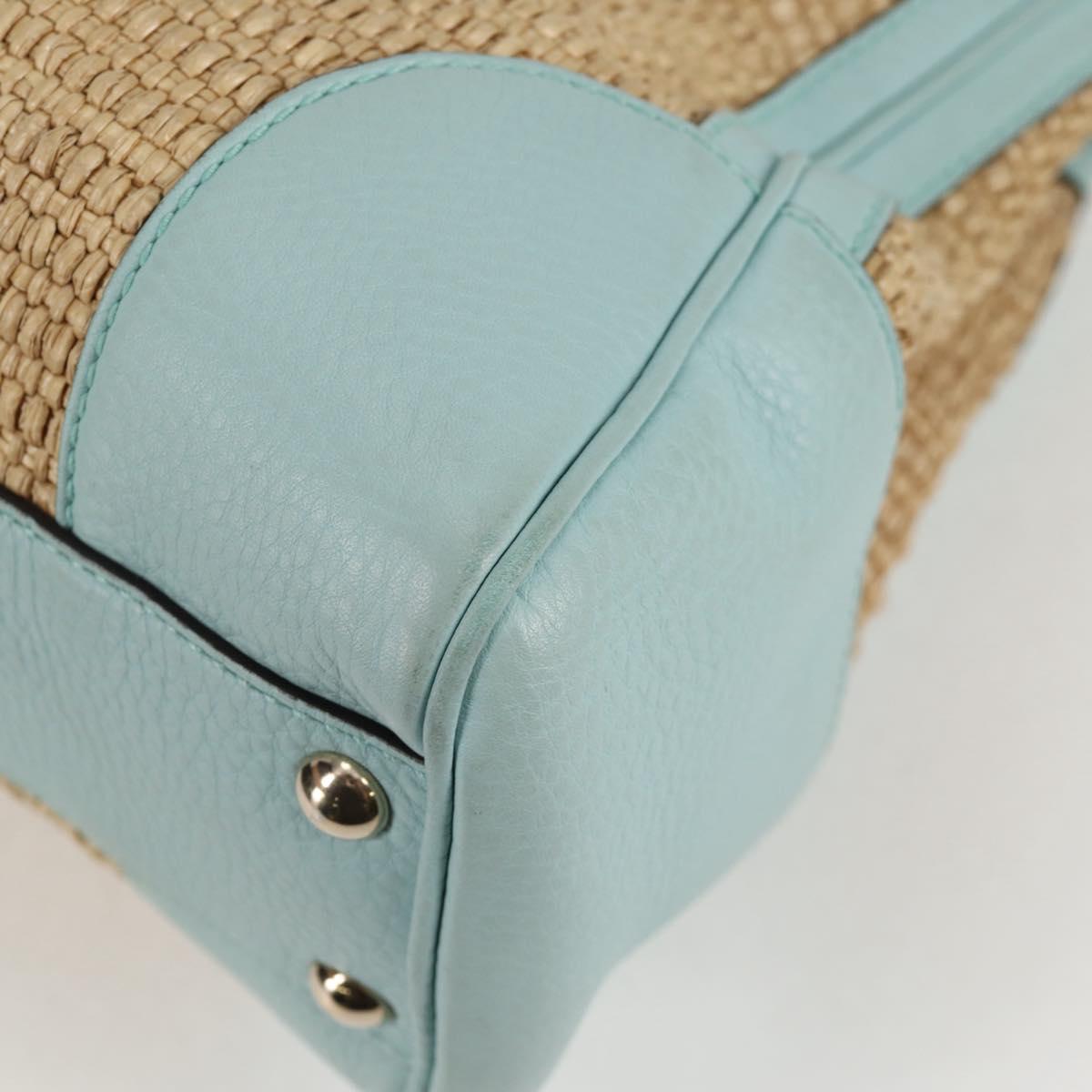 GUCCI Bamboo Hand Bag Raffia 2way Beige Gold 336032 Auth 136270