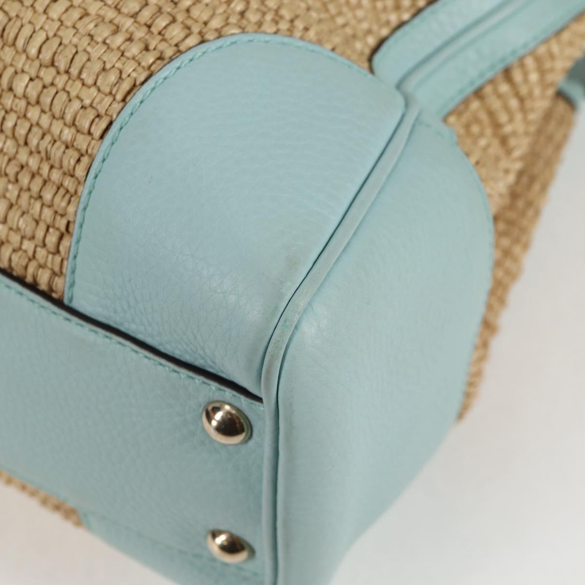 GUCCI Bamboo Hand Bag Raffia 2way Beige Gold 336032 Auth 136270