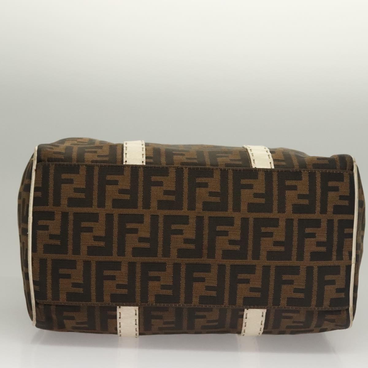 FENDI Celeria Zucca Canvas Hand Bag Black Silver Brown Auth 136283