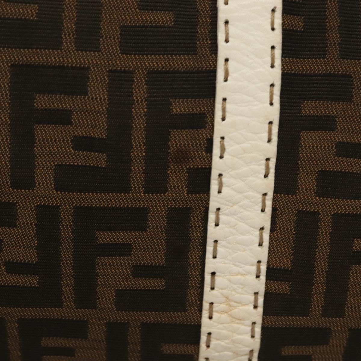 FENDI Celeria Zucca Canvas Hand Bag Black Silver Brown Auth 136283
