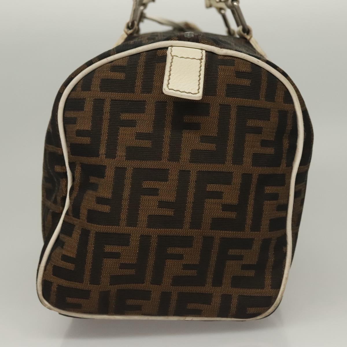 FENDI Celeria Zucca Canvas Hand Bag Black Silver Brown Auth 136283