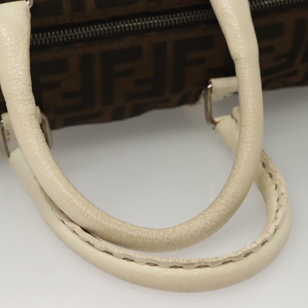 FENDI Celeria Zucca Canvas Hand Bag Black Silver Brown Auth 136283