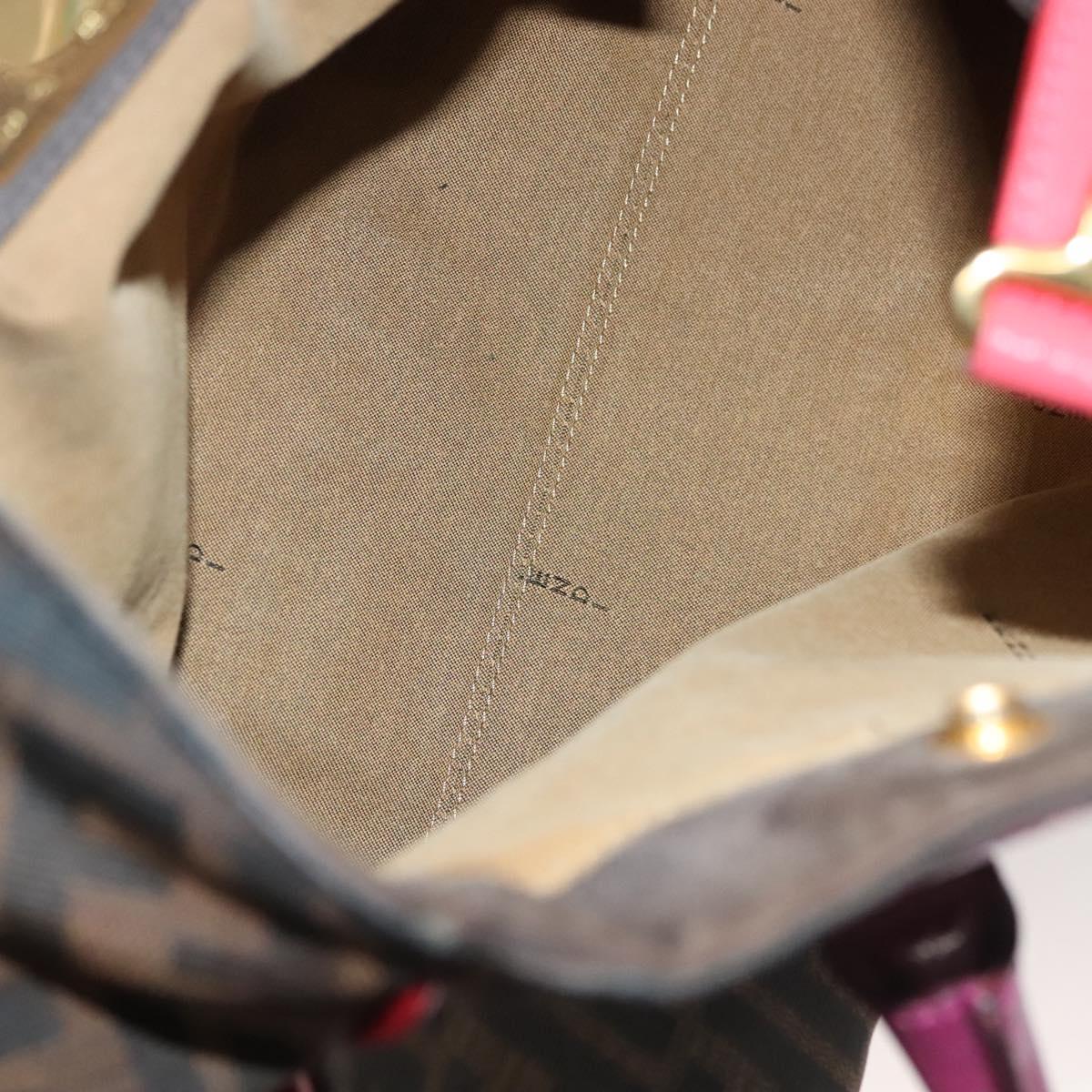 FENDI Zucca Canvas Tote Bag Black Gold Brown Auth 136284